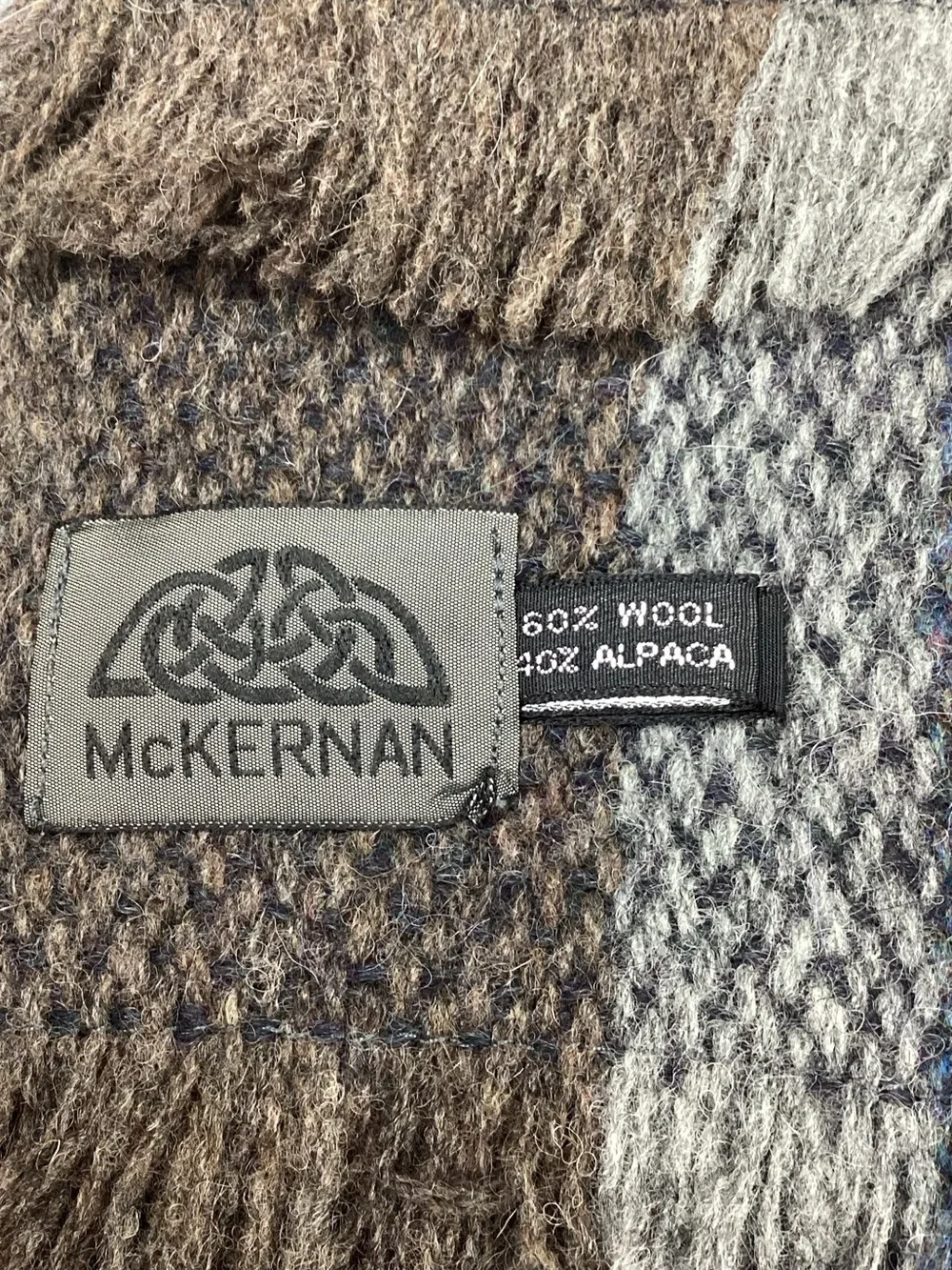 McKernan Wool & Alpaca Striped Fringed Scarf Made In Ireland Unisex
